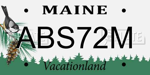 ABS72M Maine License Plate