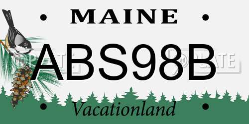 ABS98B Maine License Plate