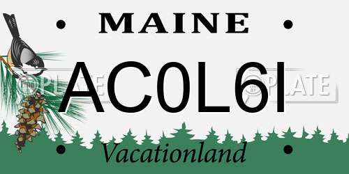 AC0L6I Maine License Plate