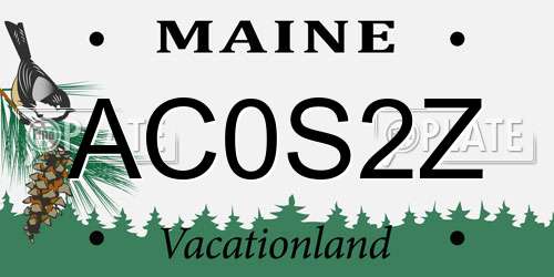 AC0S2Z Maine License Plate