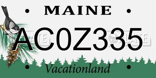 AC0Z335 Maine License Plate