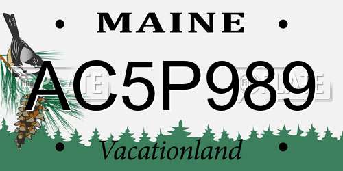 AC5P989 Maine License Plate