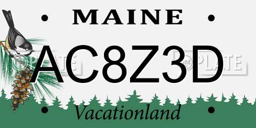 AC8Z3D Maine License Plate