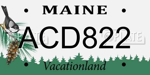 ACD822 Maine License Plate