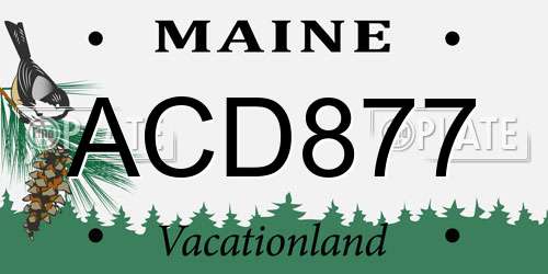 ACD877 Maine License Plate