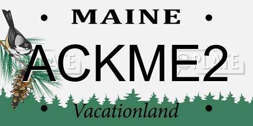 ACKME2 Maine License Plate