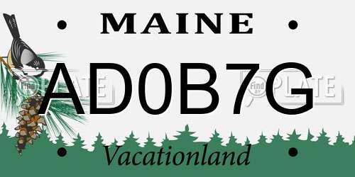 AD0B7G Maine License Plate