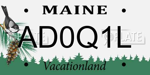 AD0Q1L Maine License Plate