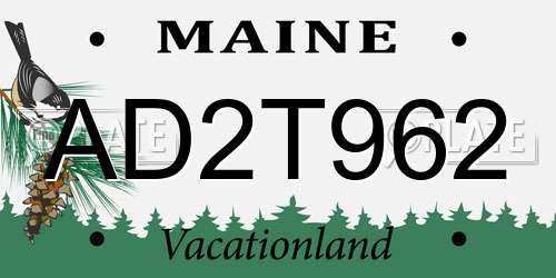 AD2T962 Maine License Plate