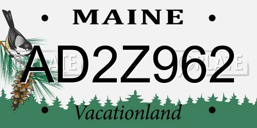 AD2Z962 Maine License Plate