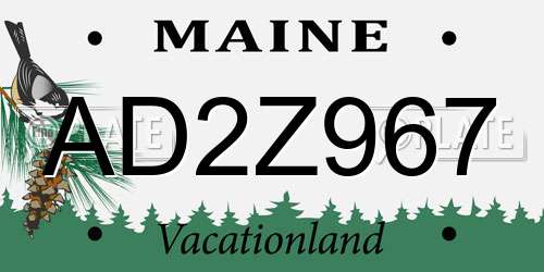AD2Z967 Maine License Plate