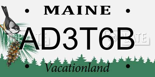 AD3T6B Maine License Plate
