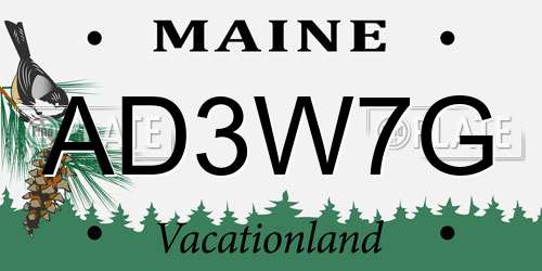 AD3W7G Maine License Plate