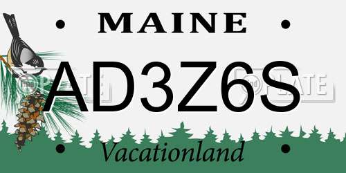 AD3Z6S Maine License Plate