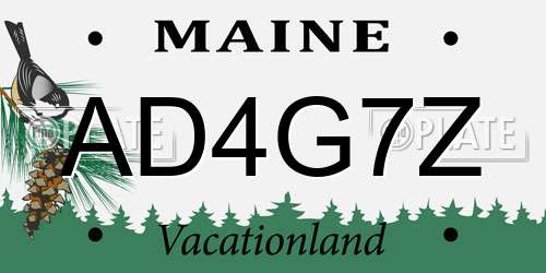 AD4G7Z Maine License Plate