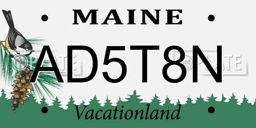 AD5T8N Maine License Plate