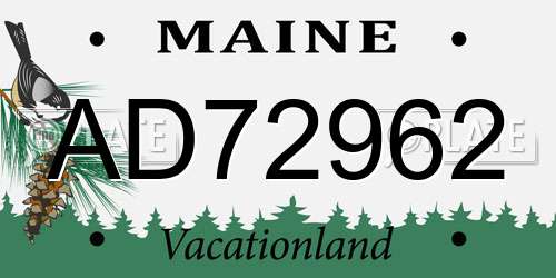 AD72962 Maine License Plate