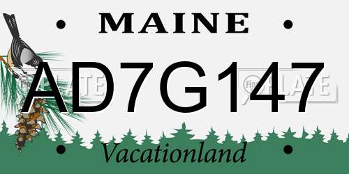 AD7G147 Maine License Plate