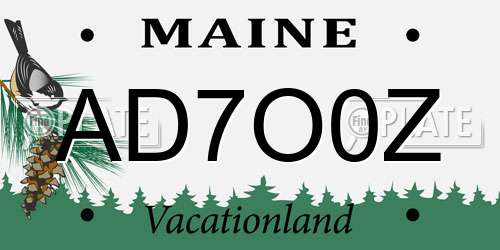 AD7O0Z Maine License Plate