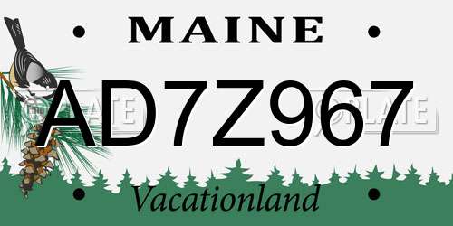 AD7Z967 Maine License Plate