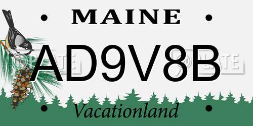 AD9V8B Maine License Plate