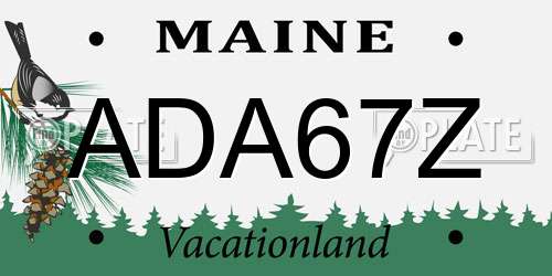 ADA67Z Maine License Plate