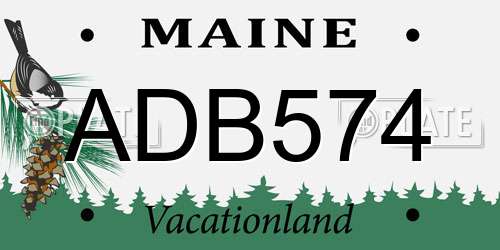 ADB574 Maine License Plate