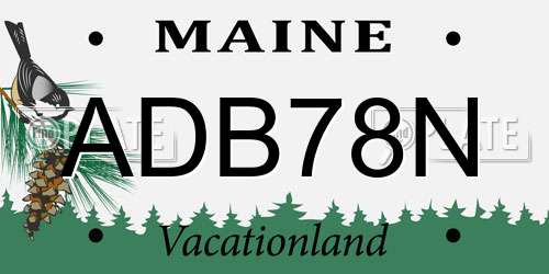 ADB78N Maine License Plate