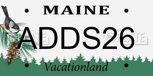 ADDS26 Maine License Plate