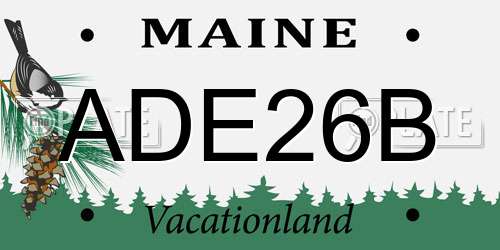 ADE26B Maine License Plate