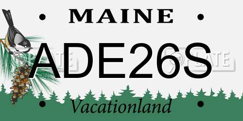 ADE26S Maine License Plate