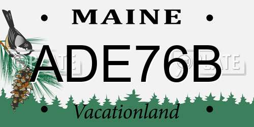 ADE76B Maine License Plate