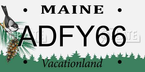 ADFY66 Maine License Plate