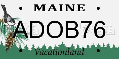 ADOB76 Maine License Plate