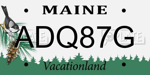 ADQ87G Maine License Plate