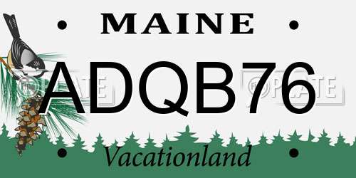 ADQB76 Maine License Plate