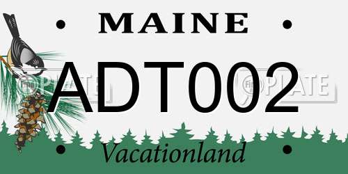 ADT002 Maine License Plate