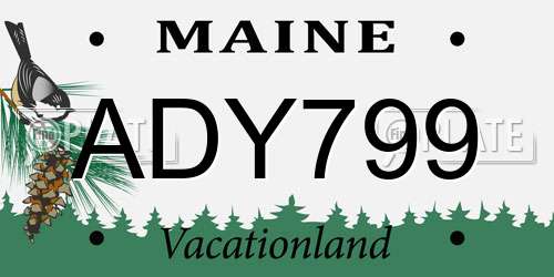 ADY799 Maine License Plate
