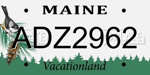 ADZ2962 Maine License Plate