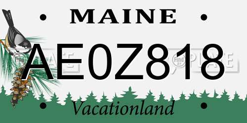 AE0Z818 Maine License Plate