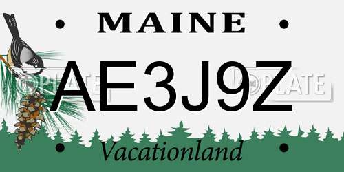 AE3J9Z Maine License Plate
