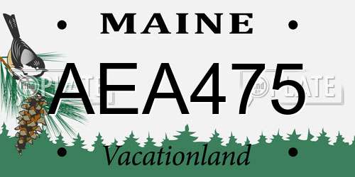 AEA475 Maine License Plate
