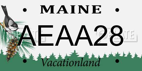 AEAA28 Maine License Plate
