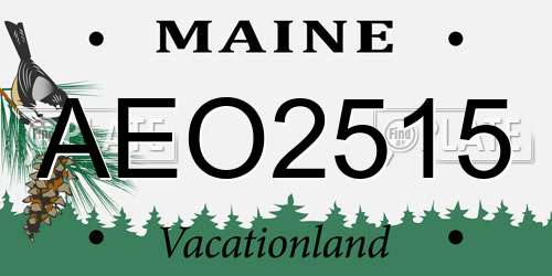 AEO2515 Maine License Plate