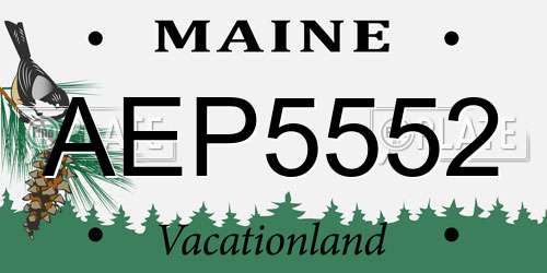 AEP5552 Maine License Plate