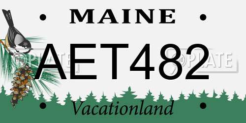 AET482 Maine License Plate