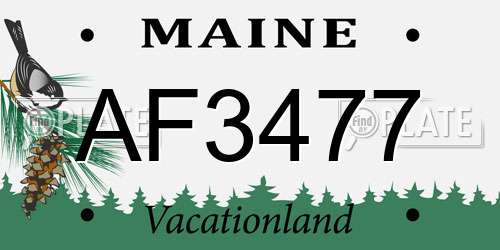 AF3477 Maine License Plate