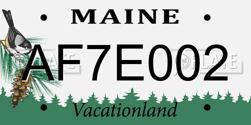 AF7E002 Maine License Plate