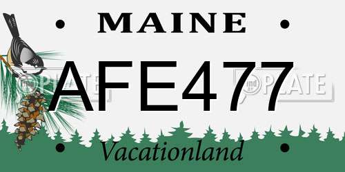 AFE477 Maine License Plate