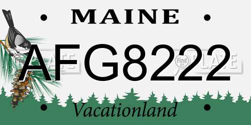 AFG8222 Maine License Plate